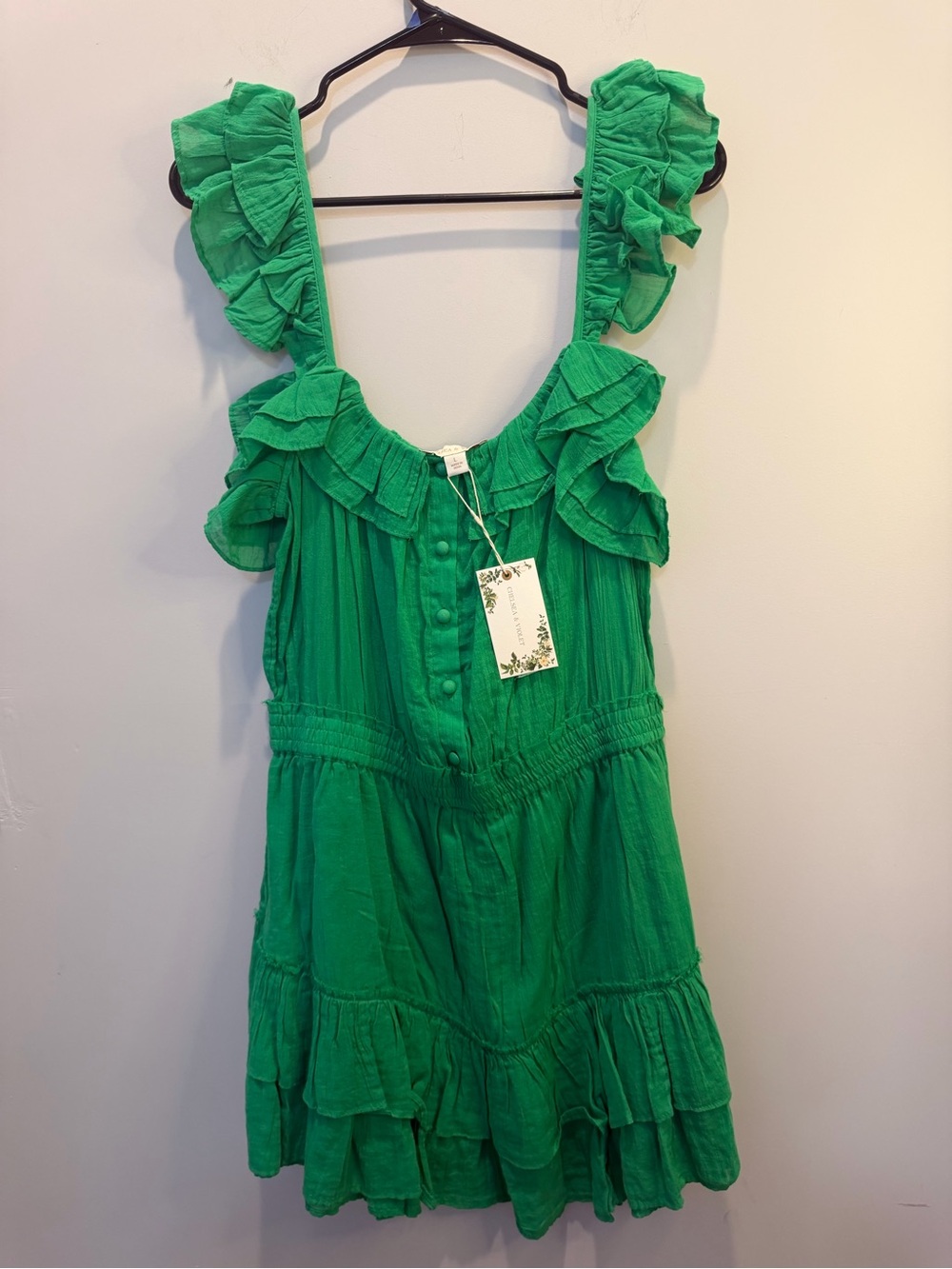 Chelsea & Violet Green Ruffle-Sleeve Romper - Picture 2 of 5